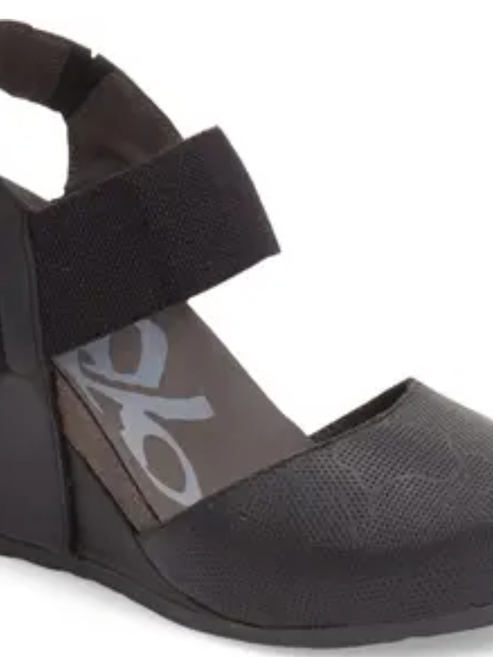 OTBT Black Textured Mary Jane Wedge with Elastic Strap